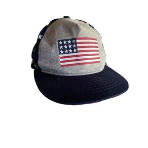 The Children's Place Snapback Hat Navy Gray American Flag Stars Stripes L/XL‎ 8+